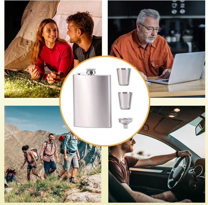 flachmann edelstahl,flask 8 oz mit mit trichter edelstahl und weinbecher,flachmann gross auslaufsich
