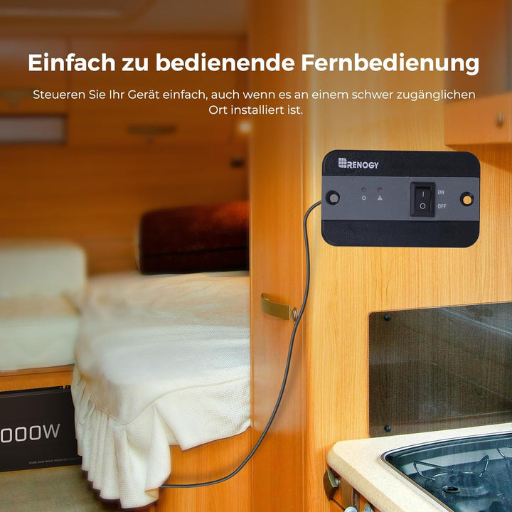 Renogy 1000W/2000W Reiner Sinus Wechselrichter mit Netzvorrangschaltung, 12V zu 230V Spannungswandle