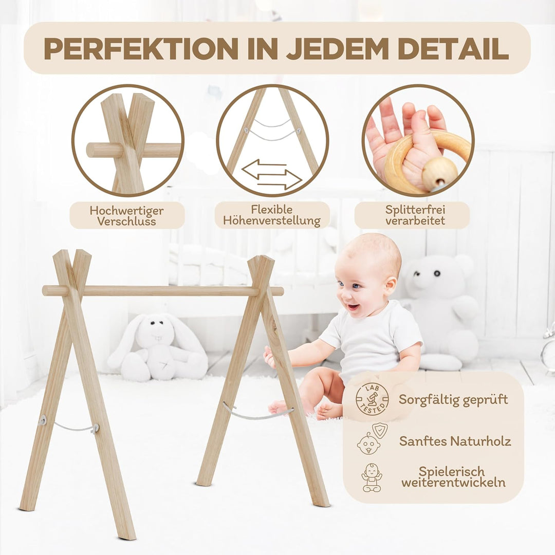 MAYSON® Spielbogen Baby aus Holz nach Montessori – Höhenverstellbarer & Schadstofffreier Spielbogen