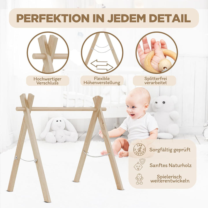 MAYSON® Spielbogen Baby aus Holz nach Montessori – Höhenverstellbarer & Schadstofffreier Spielbogen