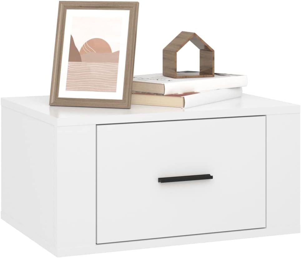 FIRBNUS Nachtschränkchen Nachtkommode Wand-Nachttische 2 STK. Hochglanz-Weiss 50x36x25 cm Bett Kommo