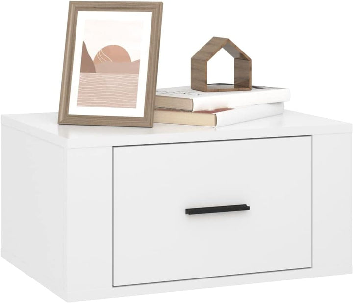 FIRBNUS Nachtschränkchen Nachtkommode Wand-Nachttische 2 STK. Hochglanz-Weiss 50x36x25 cm Bett Kommo