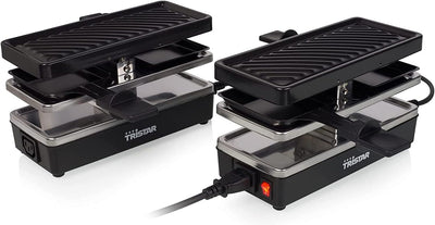 4 Personen RACLETTE mit Parkdeck & Tepan Gabeln, Grillfläche 2x 23,8x 10,4cm, erweiterbar bis zu 3 G