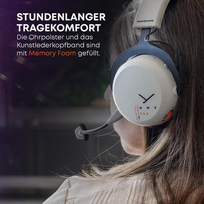 beyerdynamic MMX 200 Wireless Gaming-Headset grau mit Mikrofon, kabelloser Kopfhörer mit USB-Dongle,