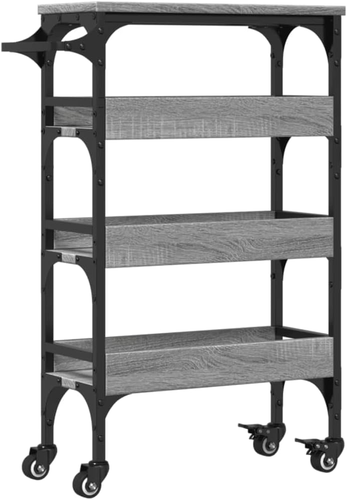 Küchenwagen Grau Sonoma 53x20x76 cm Holzwerkstoff, Rollwagen, Kleines Regal, Regal Küche, Badezimmer