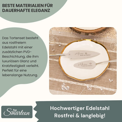 Tortenheber inkl. Tortenmesser im Set mit persönlicher Gravur als Geschenk zur Hochzeit, Jahrestag,
