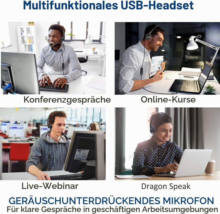 Callez USB Headset PC für Business UC Skype Lync SoftPhone Call Center Office, PC Kopfhörer mit Mikr