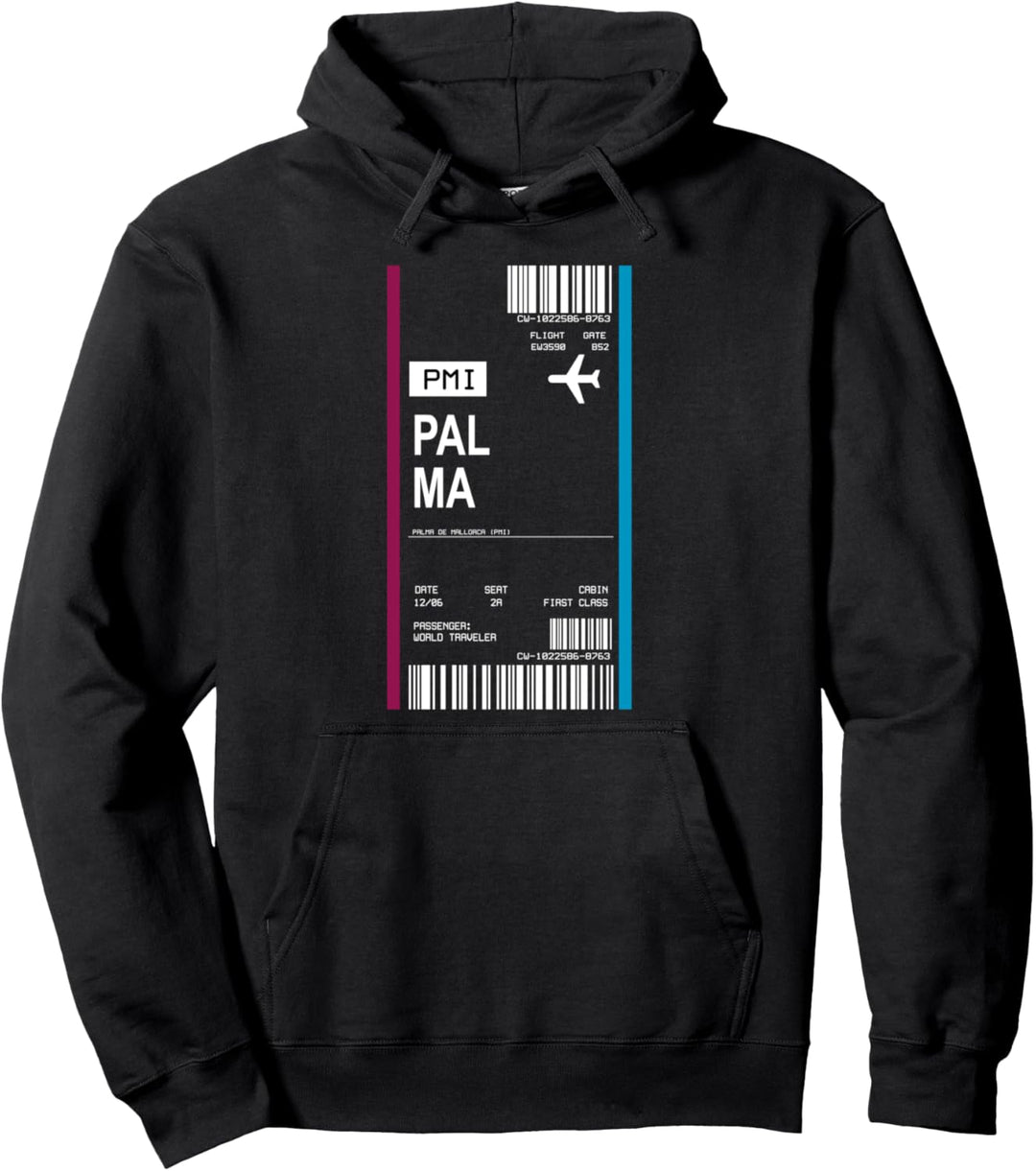 Bordkarte Flugticket Palma Mallorca Flughafen Passagier Pullover Hoodie