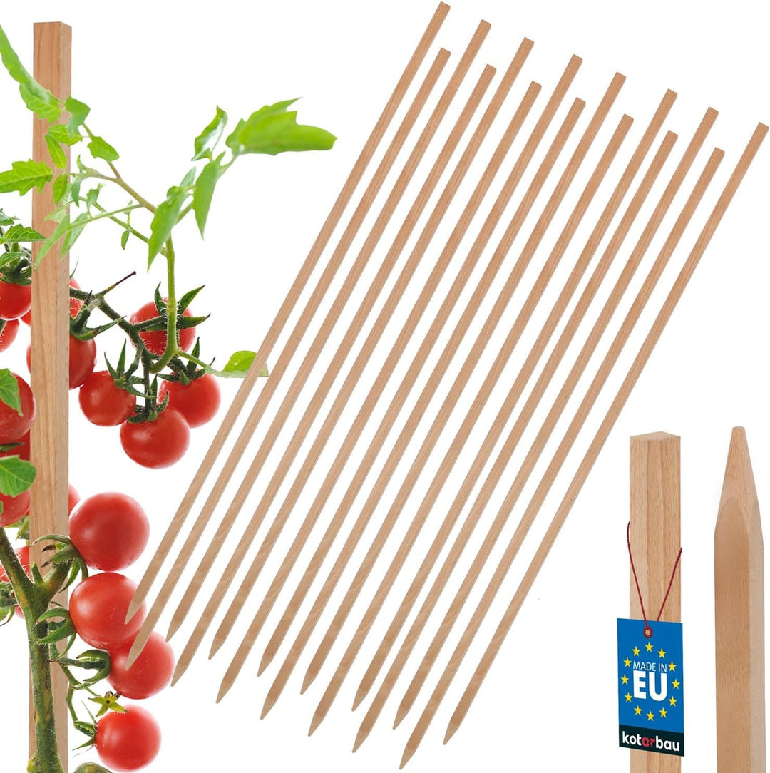 KOTARBAU® 15er Set Tomatenstäbe Pflanzstäbe 100 cm Zaunpfahl Holzpfosten Holzpflock angespitzt Pflan