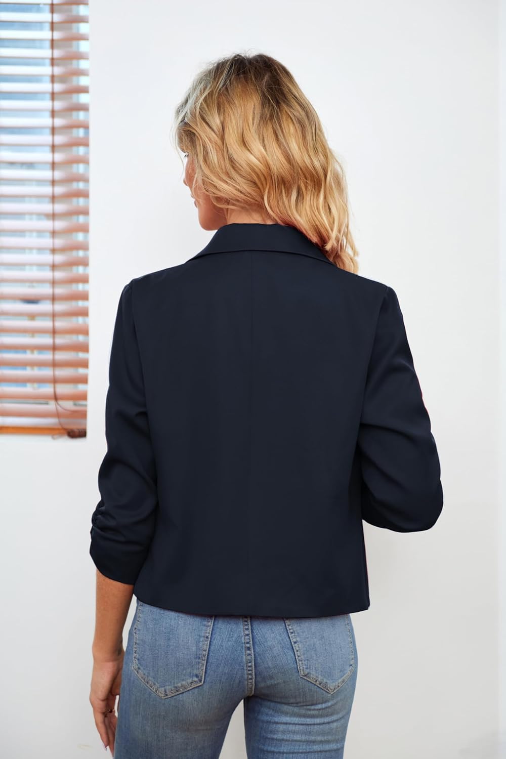 GRACE KARIN Damen Leicht Cropped Blazer Business Blazerjacke Casual Offene Blazer 3/4 Ärmel kurz Arb