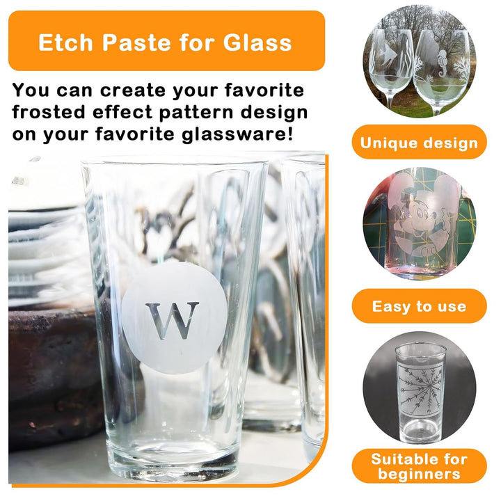 100g etch paste for glass, etch paste can be used on a variety of surfaces, including glass, ceramic