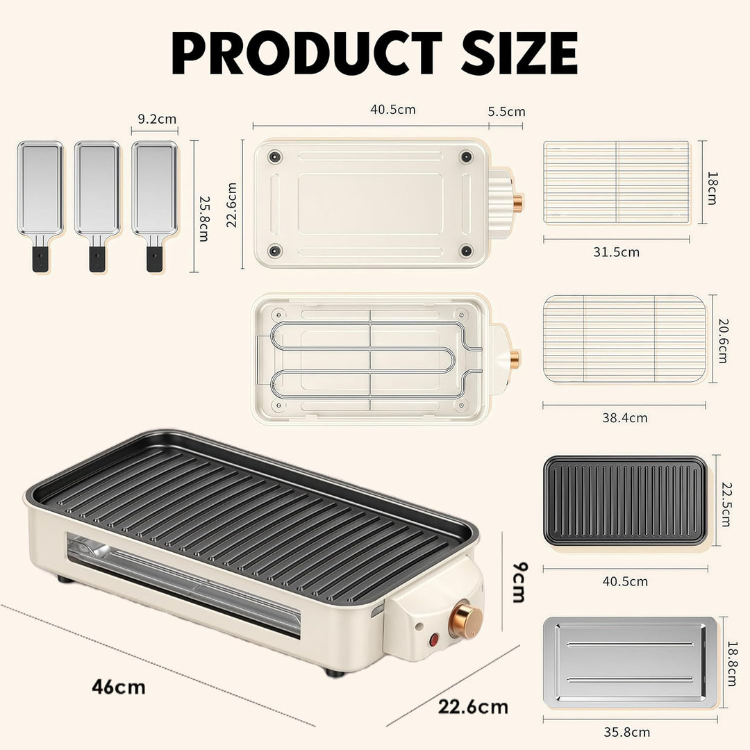 1500W Hot Pot Elektrisch mit Grillplatte, 2 in 1 Hotpot Elektrisch Pot und BBQ Grill, Smokeless mit