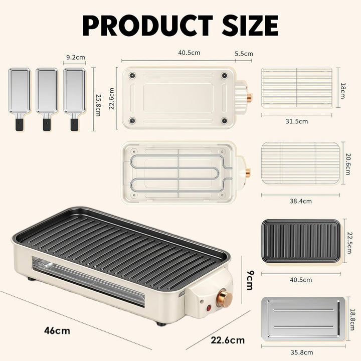 1500W Hot Pot Elektrisch mit Grillplatte, 2 in 1 Hotpot Elektrisch Pot und BBQ Grill, Smokeless mit