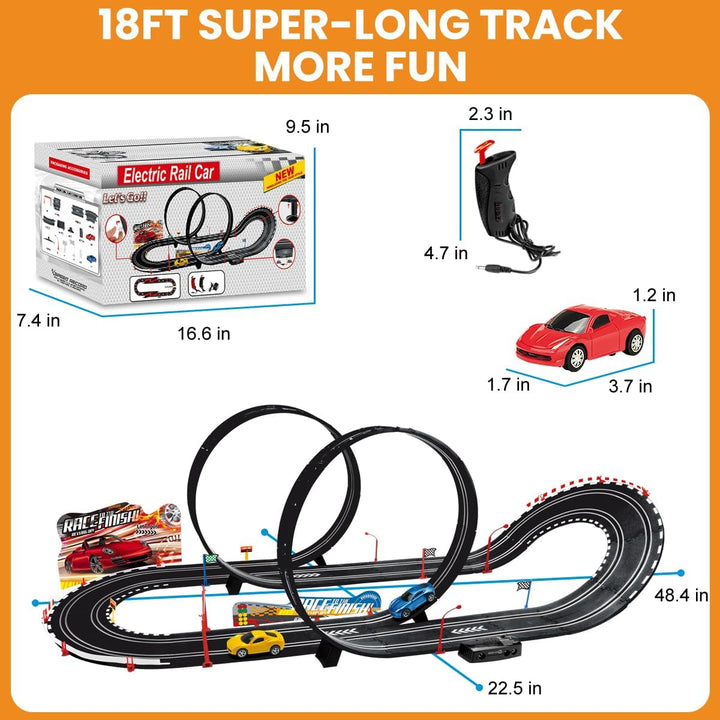 SlotCar-Rennbahn-Sets mit 4 Hochgeschwindigkeits-Slot-Cars, 2 Elektrische Controller Kreisförmige Üb