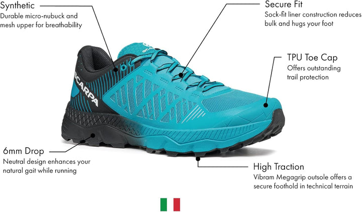 Scarpa Herren Spin Ultra Schuhe Trailrunningschuhe 46,5 (11,5 UK) Azure Black, 46,5 (11,5 UK) Azure