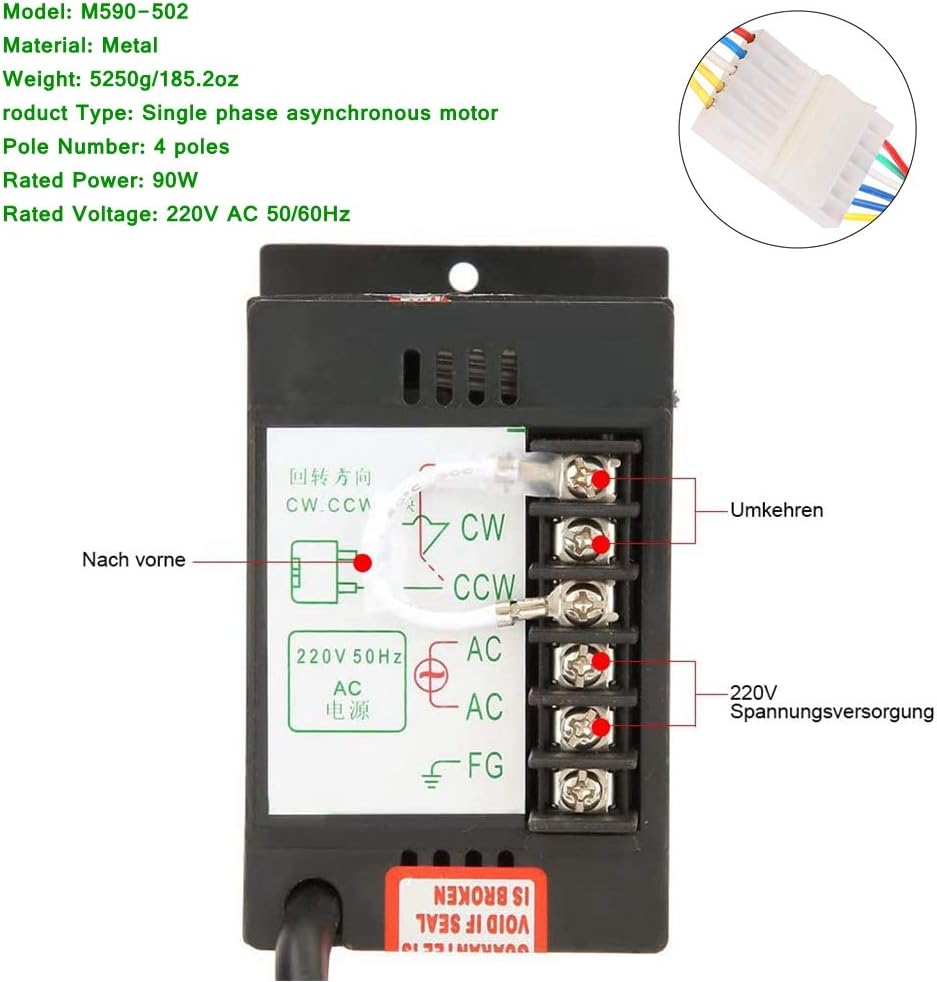 Wechselstrom-Getriebemotor, einphasiger 220V-Asynchronmotor M590-502 Getriebe 90~1650rpm Motor Einst