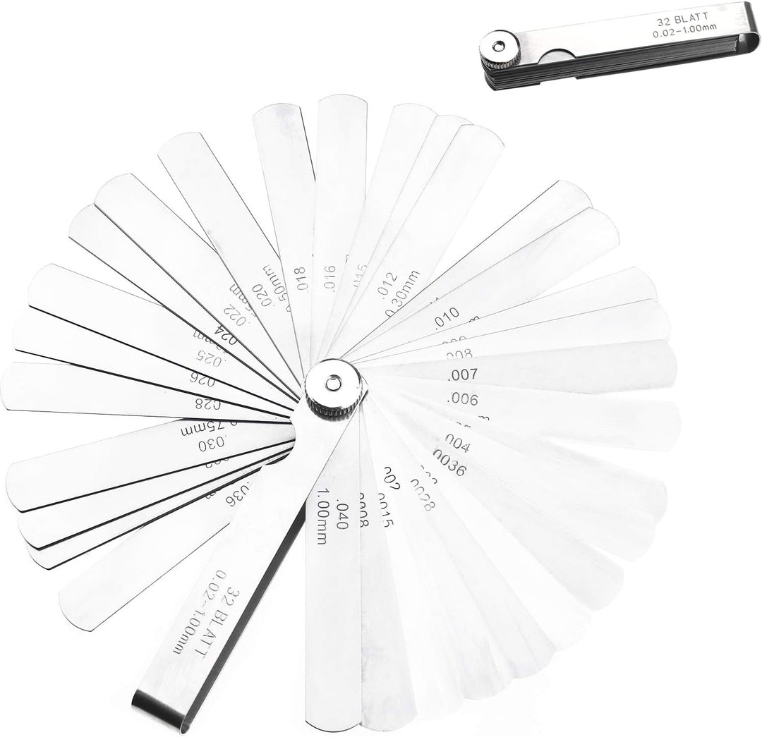 OTOTEC Fühlerlehre-Set, 32-teilig, Edelstahl, doppelt markiert, metrisch/imperial, Kombinationswerkz