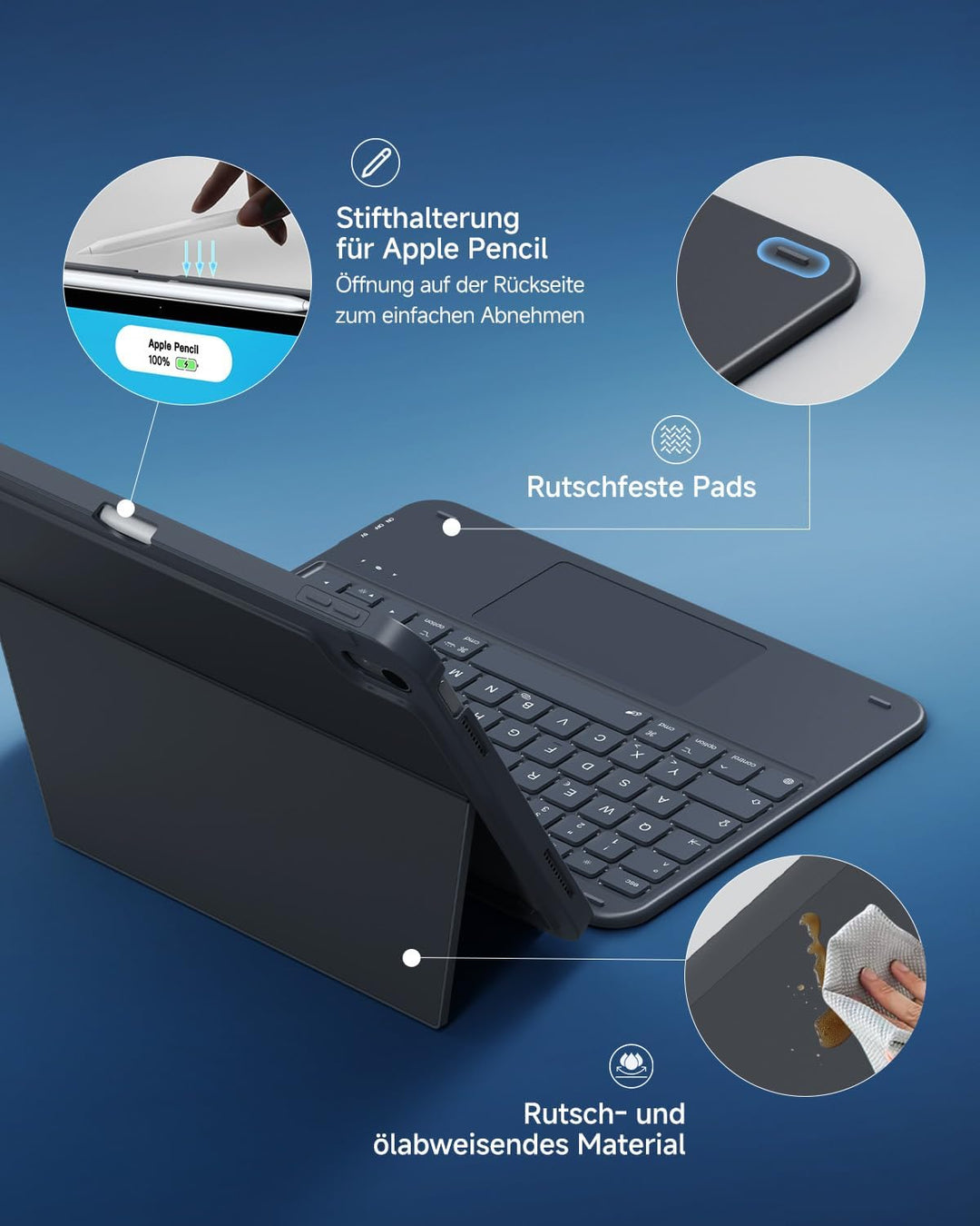 CACOE iPad 11 Hülle mit Tastatur (A16) 2025 & iPad 10. Generation 10,9 Zoll, Magnetisch Abnehmbare K