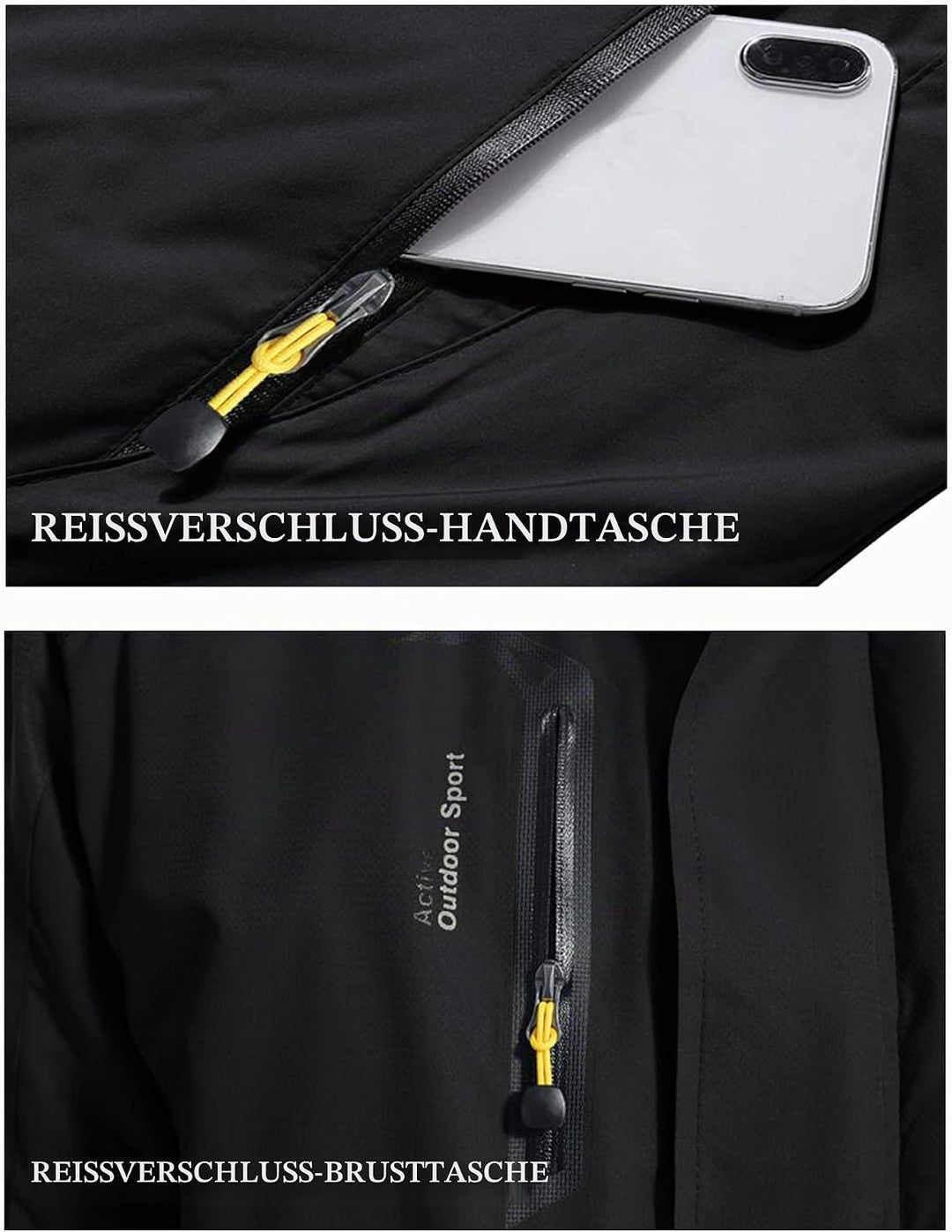 KEFITEVD Herren Winter Wasserabweisende Skijacke Fleece Gefüttert Arbeitsjacke mit Abnehmbarer Kapuz