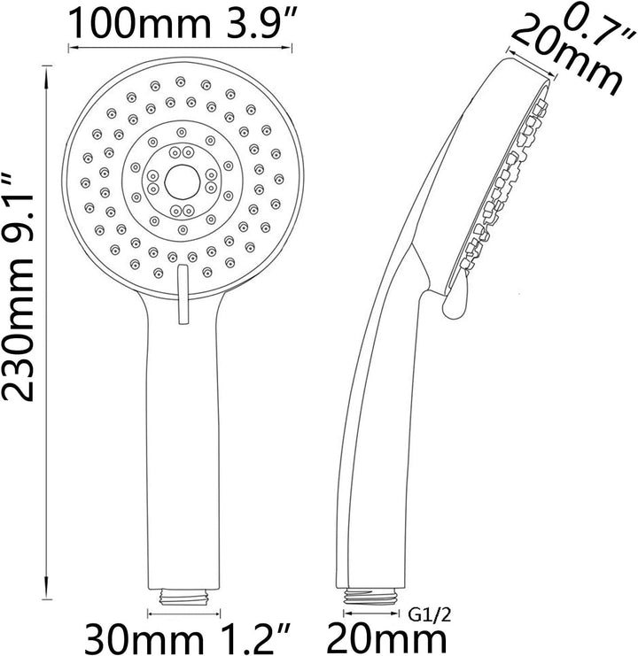 Tecmolog Gebürstetes Nickel Duschkopf Handbrause mit 5 Strahlarten Plastik Wassersparend Duschbrause