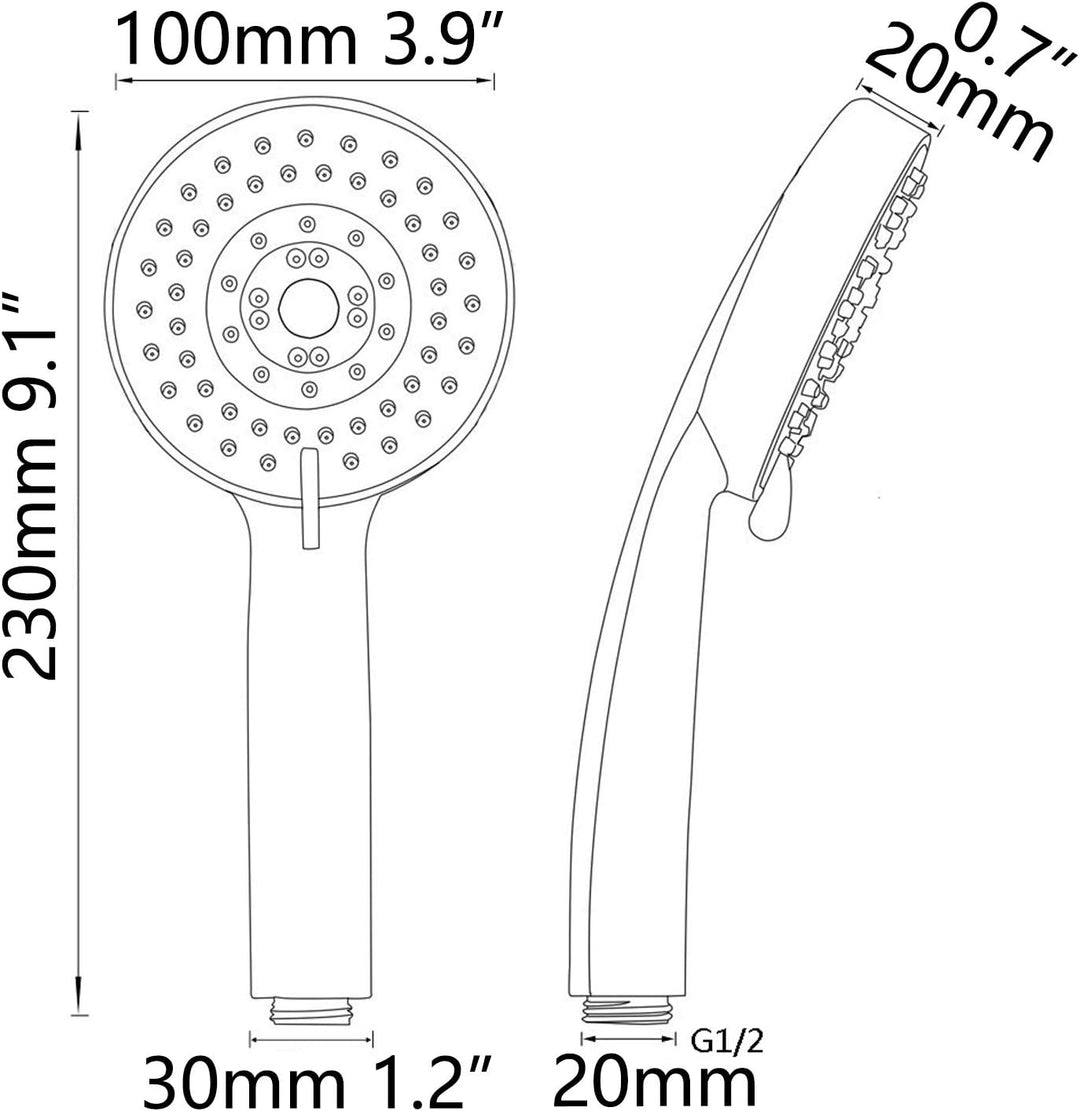Tecmolog Gebürstetes Nickel Duschkopf Handbrause mit 5 Strahlarten Plastik Wassersparend Duschbrause