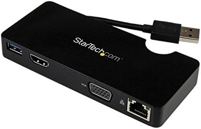 StarTech.com USB 3.0 Universal Laptop Mini Dockingstation mit HDMI oder VGA, Gigabit Ethernet, USB 3