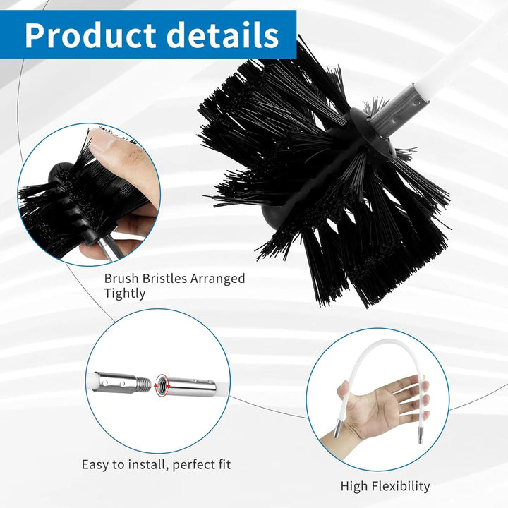 26PCS Kaminbürste Stange Set,Kaminbürste 150mm,Kaminrohr Reinigungsbürste,Schornstein Reinigungsbürs