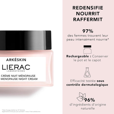Lierac Arkeskin Nachtcreme, korrigiert sichtbare Zeichen der Menopause auf der Haut, Format 50 ml