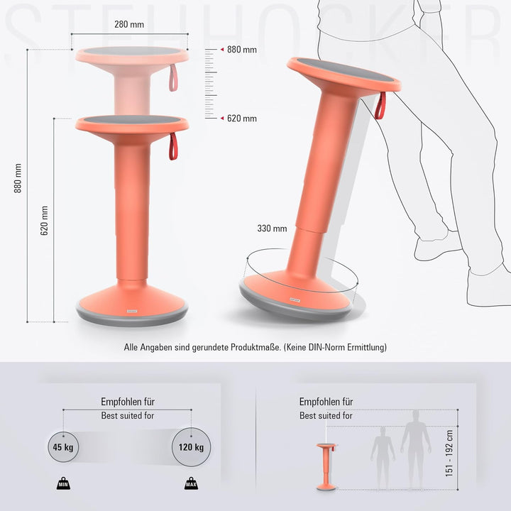 Interstuhl UPis1 Stehhocker - ergonomisch & höhenverstellbar - Hocker mit rutschhemmender Standfläch