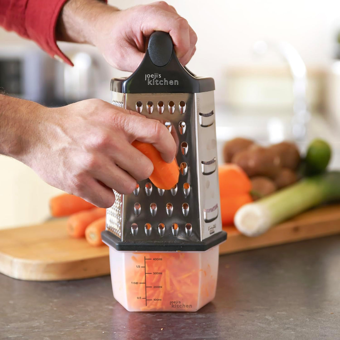Joeji's Kitchen Käsereibe - 6-seitige Reibe mit Behälter Handreibe Hobel Zerkleinerer Zester Rutschf