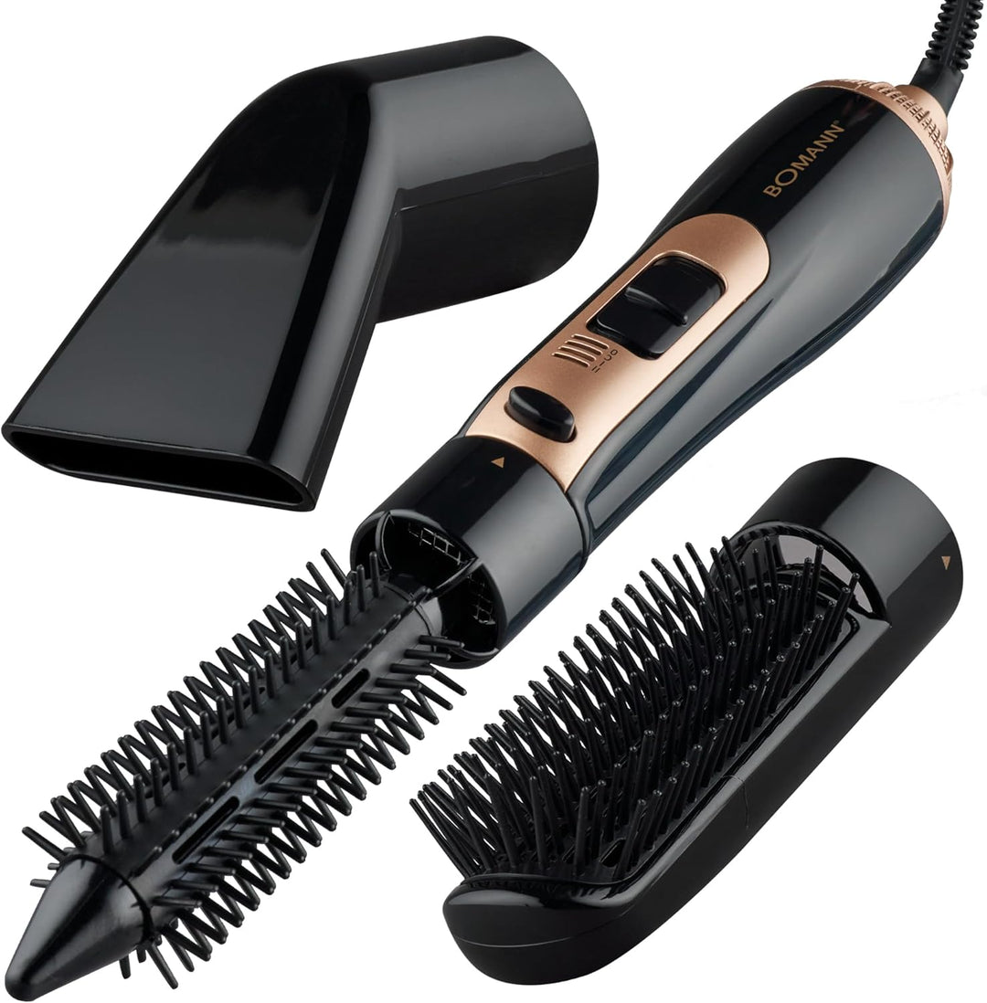 Bomann Warmluftbürste 3 Aufsätze | für alle Haarlängen | Föhnbürste mit Kaltstufe für Style-Fix | 2