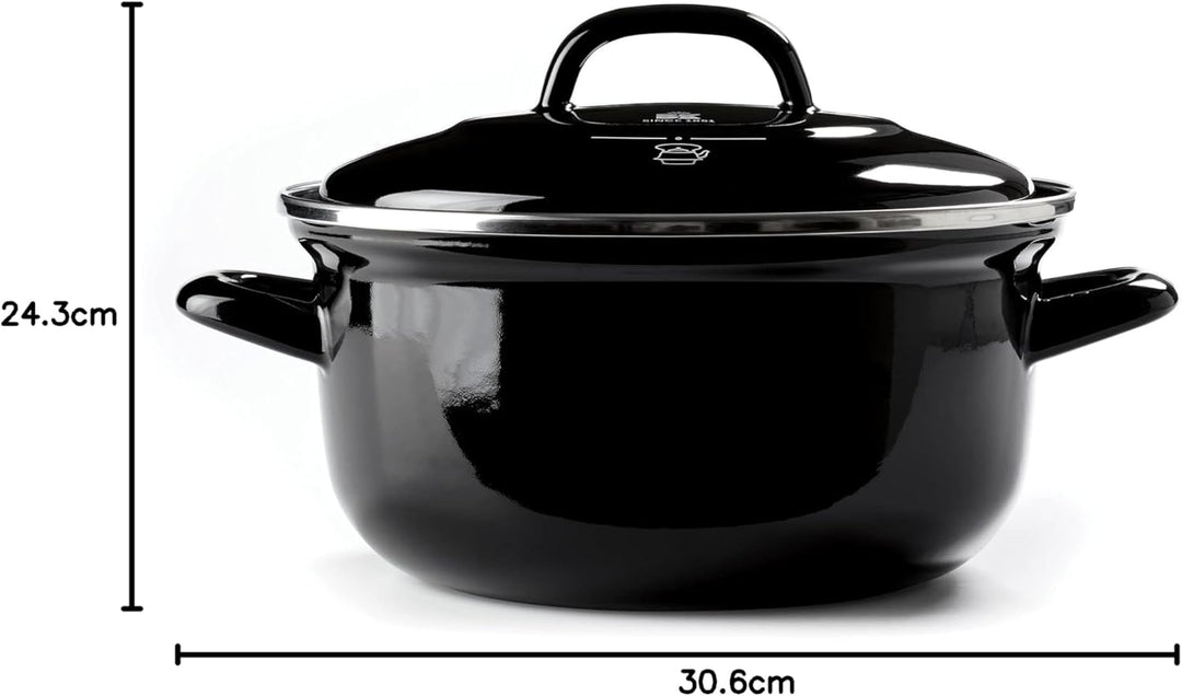 BK Indigo Holländisches Erbe Runde Deutsche Emaillierte Kasserolle mit Deckel mit PFAS-Freier Kerami