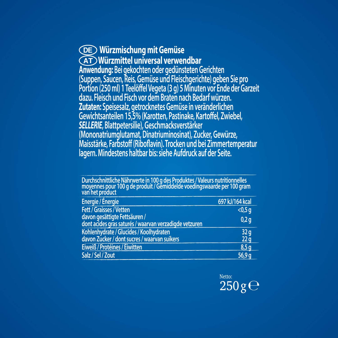 Vegeta Gewürzmischung, Beutel, 250 g x 16 Stk. Bundle, 4 kg 250 g (16er Pack), 250 g (16er Pack)