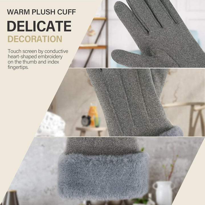 ZASFOU Damen Winter Touchscreen Handschuhe mit fleece gefütterte Warme Kaschmir winterhandschuhe für