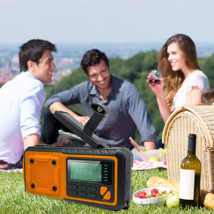 Fdit Notfall-Wetterradio, Solar-Handkurbel, Digitales FM AM WB-Radio mit Powerbank-Funktion für Outd