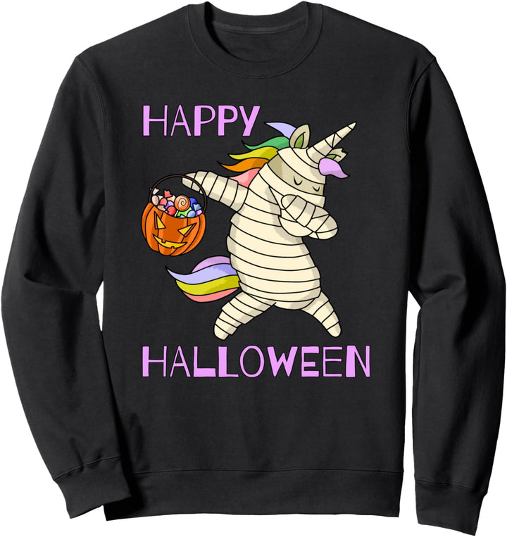 Happy Halloween Tupfende Einhorn-Mumie Kostüm Sweatshirt