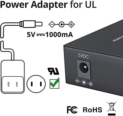 1.25G Gigabit Ethernet SFP to RJ45 Fiber Media Converter, 10/100/1000M RJ45 to 1000M SFP Slot, Fiber