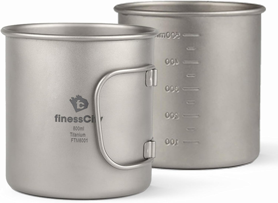 Titanbecher Campingbecher mit Messmarken, Extra stark Ultraleicht (Ti), gesunder &amp; umweltfreundliche