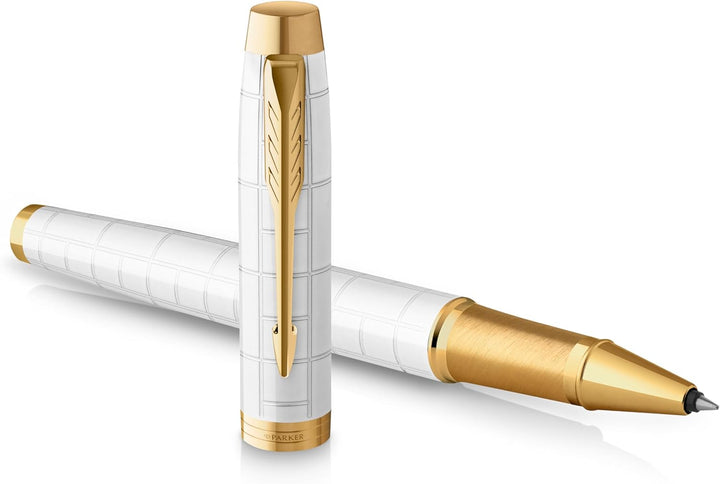 Parker IM Rollerball Tintenroller | Perlfarbene Premium-Lackierung mit goldenen Zierteilen | Feine S