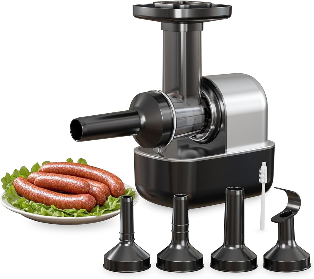 Elektrischer Wurstfüller, Fleischwolf mit Fleischbällchen-Aufsatz und 3 Wurstaufsätzen, Küchenmaschi