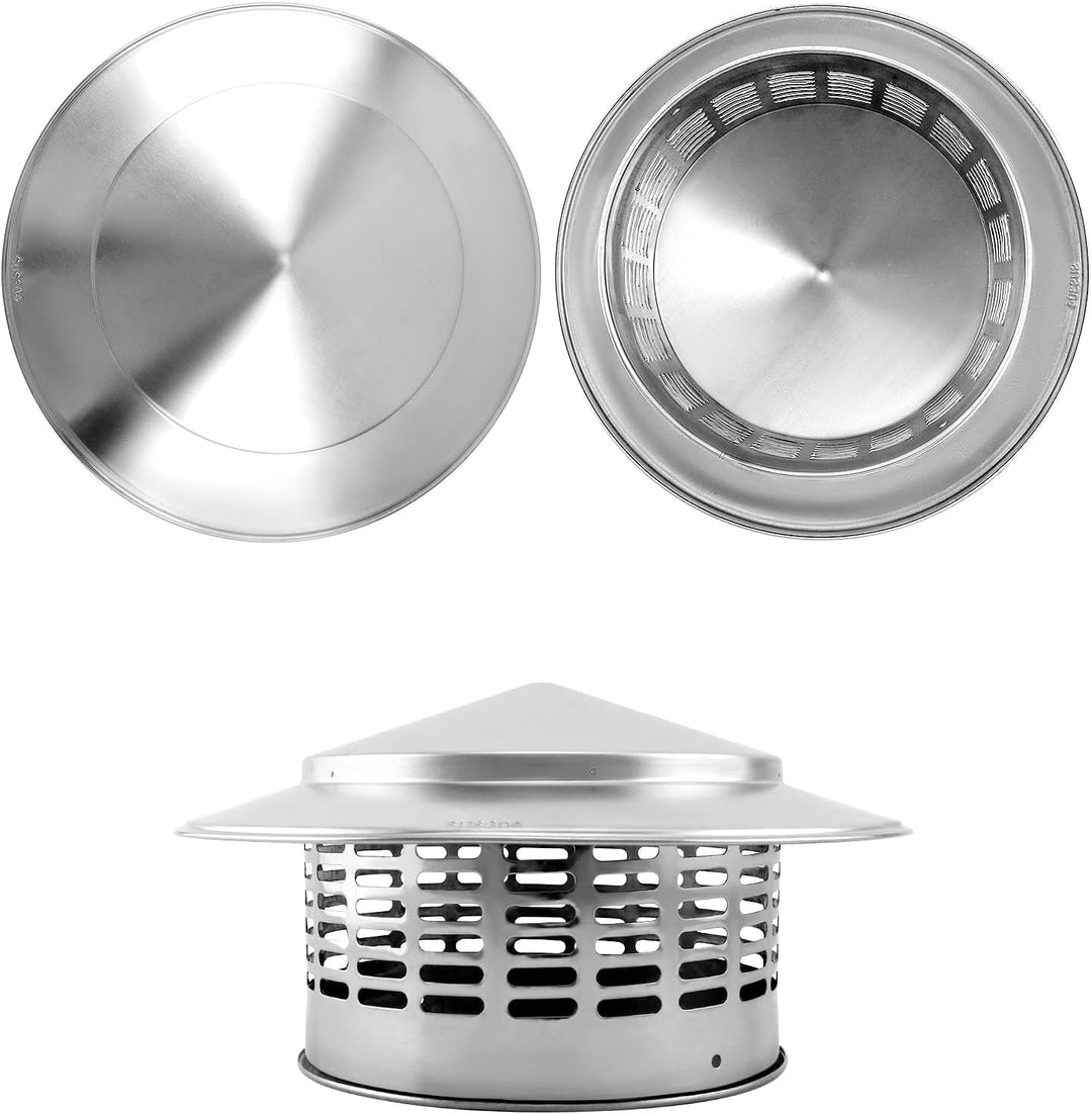QWORK® 160 MM Regenhaube aus Edelstahl 304, Kaminhaube, Runder Regenhut, Schornsteinabdeckung Ø160,