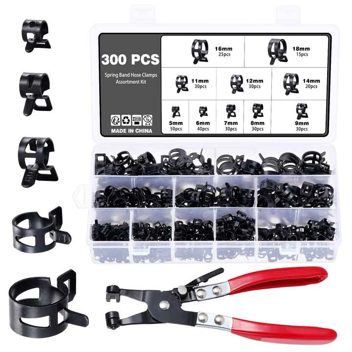300 Stück Schlauch Federklemme 10 Grössen Kraftstoffleitung Schlauchschellen Schlauchschelle Clip Sc