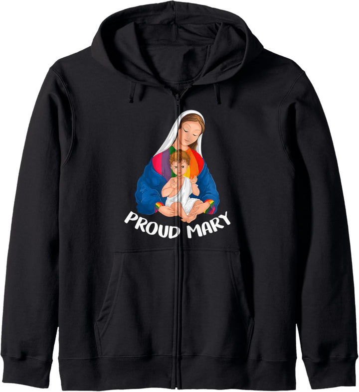 Proud LGBT Mary Rainbow Flag Gay Pride Support LGBTQ Kapuzenjacke