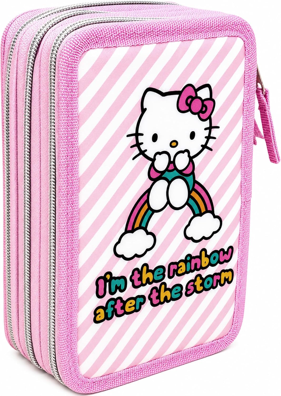 3-Fach Federmäppchen Gefüllt Mädchen (6-10 Jahre) für Hello Kitty Fan – 3D-Effekt Federtasche Schule