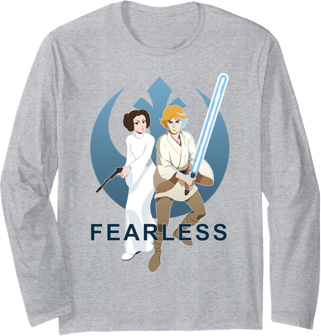 Star Wars Luke &amp; Leia Fearless Rebel Logo Cartoon Poster Langarmshirt