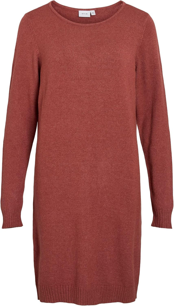 Vila Damen Viril L/S Knit Dress-Noos Kleid XS Burnt Henna/Detail:melange, XS Burnt Henna/Detail:mela