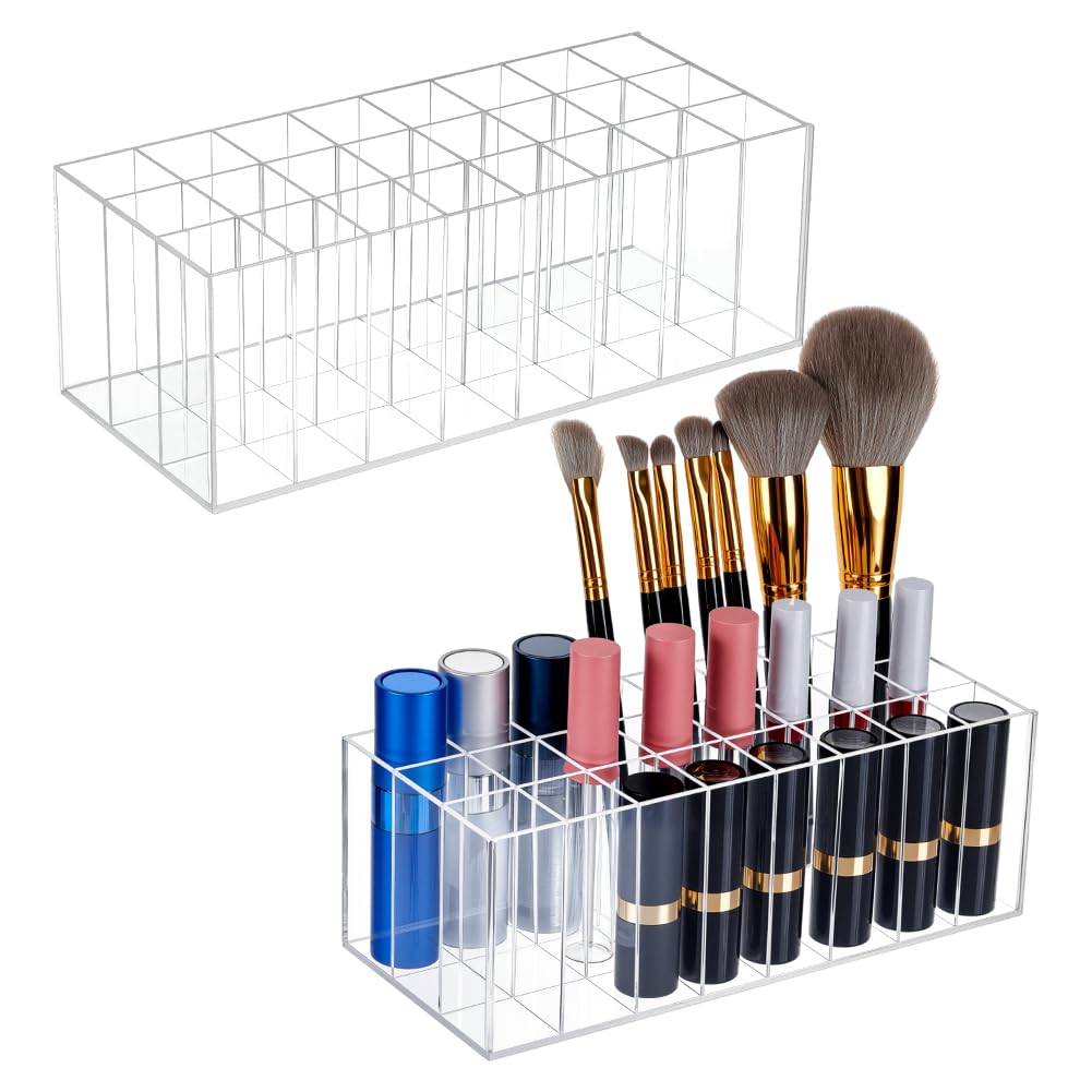 peacoblue Lippenstift-Organizer aus Acryl mit 24 Fächern, 21,1 × 9 × 7 cm Lipgloss-Halter, Transpare