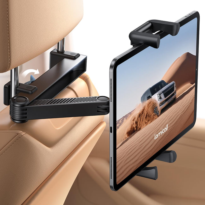 Lamicall Tablet Halterung Auto Kopfstütze - [Doppelt Faltbares Design] Tablethalterungen Auto mit Ab