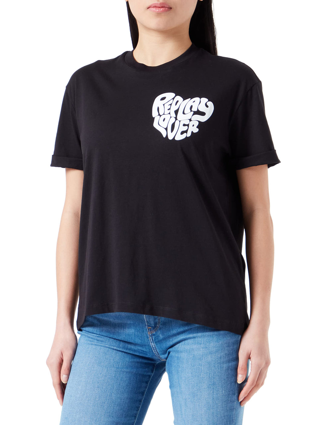 Replay Damen T-Shirt Kurzarm Replay Lover S Black 098, S Black 098
