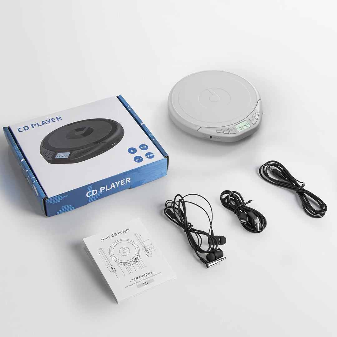 Gueray CD Player Tragbar Kinder Tragbarer CD-Player fürs Auto Discman mit Kopfhörer LCD-Display Unte